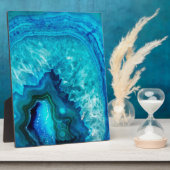 Bright Aqua Blue Turquoise Geode Minerale Stone Fotoplaat (Zijkant)