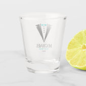 Bright Aqua Bow Stropdas "Best Man" Tuxedo Shot Glas (Achterkant)