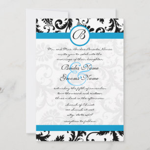 Bright Aqua Damask Faire-part de mariage 5 x 7