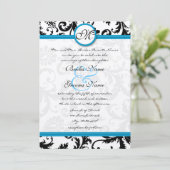 Bright Aqua Damask Faire-part de mariage 5 x 7 (Debout devant)