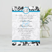Bright Aqua Damask Faire-part de mariage 5 x 7 (Debout devant)