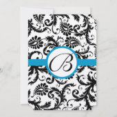 Bright Aqua Damask Faire-part de mariage 5 x 7 (Dos)