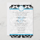 Bright Aqua Damask Heart Swirls Faire-part de mari (Dos)