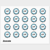 Bright Aqua Damask Monogram Stickers de mariage (Feuille)
