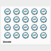 Bright Aqua Damask Monogram Wedding Stickers (Vel)