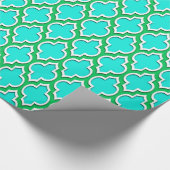 Bright Aqua Emerald Green Wht XL Moroccan #4DS Cadeaupapier (Hoek)