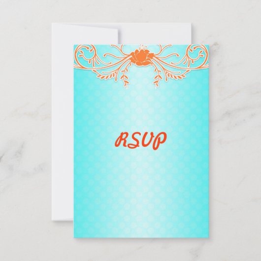 Bright Aqua et Tangerine Orange Wedding RSVP (Devant)
