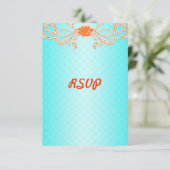 Bright Aqua et Tangerine Orange Wedding RSVP (Debout devant)