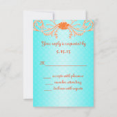 Bright Aqua et Tangerine Orange Wedding RSVP (Dos)