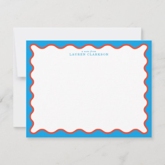 Bright Aqua & Tangerine Wavy Note Card Kaart (Voorkant)