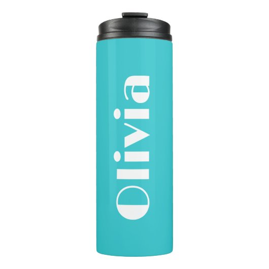 Bright Aqua Tumbler met naam | bewerkbaar Thermosbeker (Voorkant)
