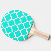 Bright Aqua White Moroccan Quatrefoil Pattern #5 Tafeltennisbatje (Zijkant)