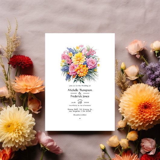 Bright Array Bloemen Zomer Bruiloft Kaart
