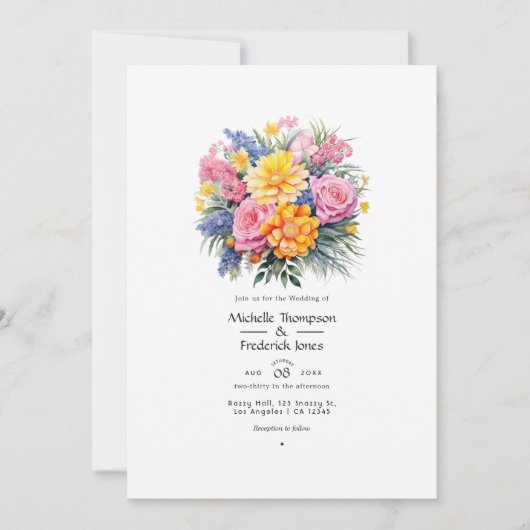 Bright Array Bloemen Zomer Bruiloft Kaart (Voorkant)