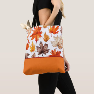 Bright Autumn Leaves Botanical Print Kleurenblok Draagtas