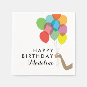 Bright Balloons Gepersonaliseerd Happy Birthday Na Servet