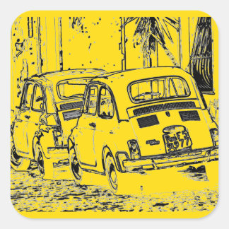 Bright Banana Yellow Urban Comic cartoon Auto Vierkante Sticker