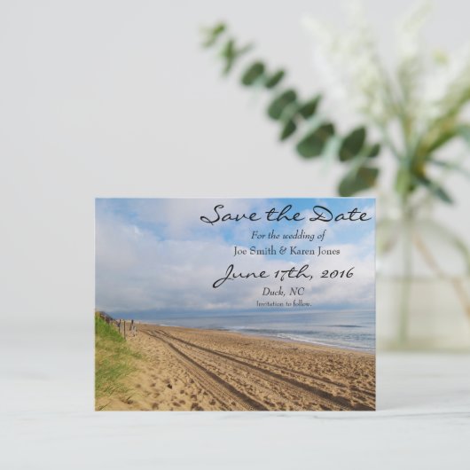 Bright Beachy Bewaar de datum Aankondigingskaart (Staand voorkant)
