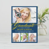 Bright Begation Graduation Invitation - Bleu Marin (Debout devant)