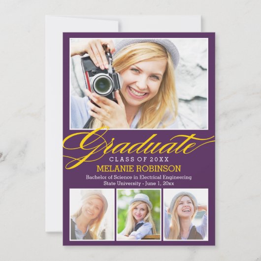 Bright Begation Graduation Invitation - Violet (Devant)