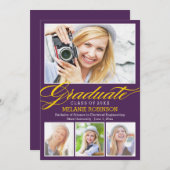 Bright Begation Graduation Invitation - Violet (Devant / Derrière)