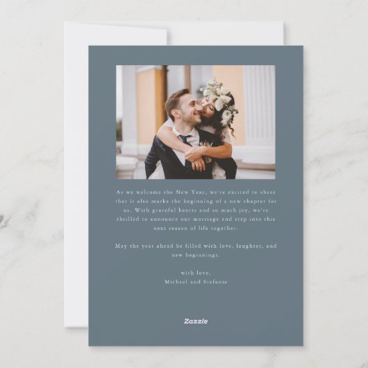 Bright Beginnings New Year Slate Blue Photo  Feestdagenkaart (Achterkant)