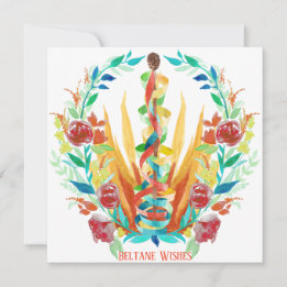 Bright Beltane Maypole Summer Floral Fire Kaart