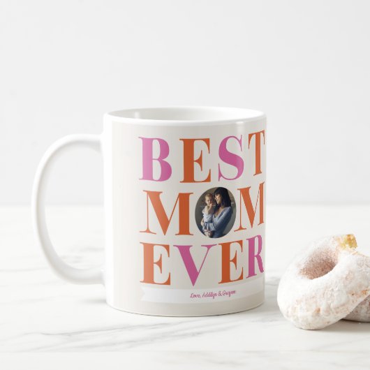 Bright Best Mom Ever Photo Cadeau Café Mug (Avec donut)