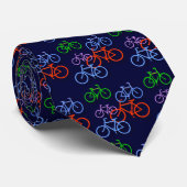 Bright Bicycles on Navy Blue Pattern Stropdas (Opgerold)