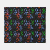 Bright Bicycles Patroon op zwart Fleece Deken (Voorkant (Horizontaal))
