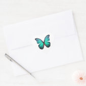 Bright Blauwgroen vlinder Hart Sticker (Envelop)