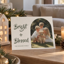 Bright & Blessed Foto Familie | Kerstkaart