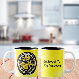 Bright Bloemen Custom Sobriety Milestone Gift Tweekleurige Koffiemok