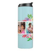 Bright Bloomen 4 Fotocollage monogrammen Thermosbeker (Gedraaid links)