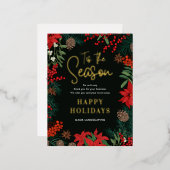 Bright Blooms FOIL Business Holiday Carte postale (Recto/Verso)