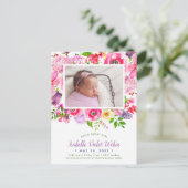 Bright Blooms Foto Geboorte Aankondiging Briefkaar (Staand voorkant)