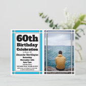 Bright Blue 60e Photo Anniversaire Invitation (Debout devant)