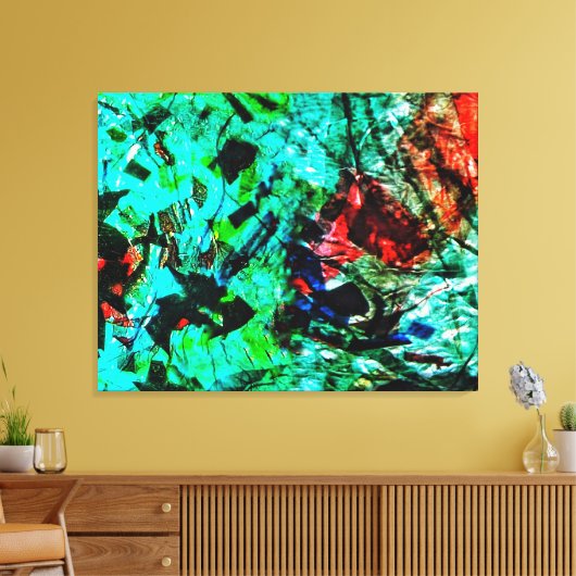 Bright blue abstract Stretched Canvas Print,Bright (Insitu (Woonkamer))