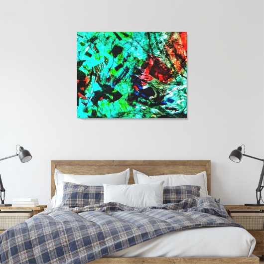 Bright blue abstract Stretched Canvas Print,Bright (Insitu (Slaapkamer))