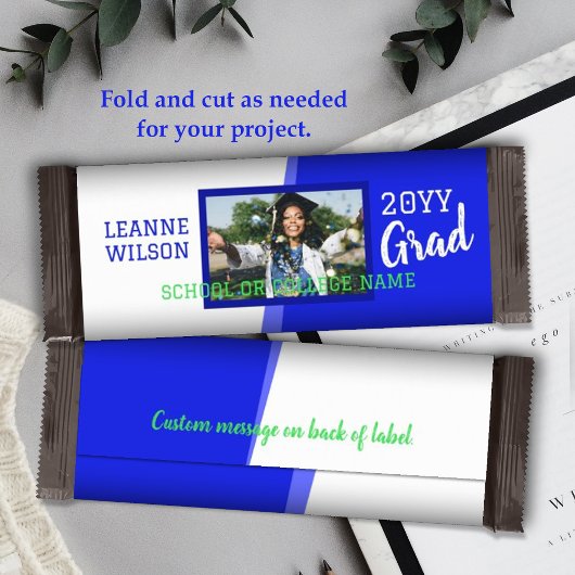 Bright Blue Afstuderen Custom Snoep Bar Wrapper Flyer