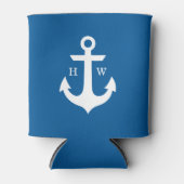 Bright Blue Anchor Monogrammed Blikjeskoeler (Voorkant)