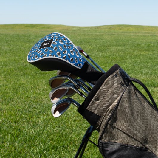 Bright Blue Animal Print Pattern Monogramed Golfheadcover (Insitu)