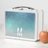 Bright Blue Blauwgroen Glitter Ombre Monogram (In situ)