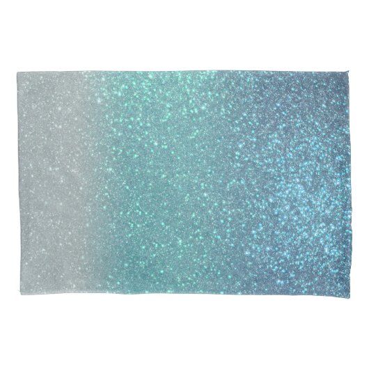 Bright Blue Blauwgroen Glitter Ombre Monogram Kussensloop (Voorkant)