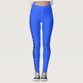 Bright Blue Bold Personalized Custom Text Vertical Leggings (Voorkant)