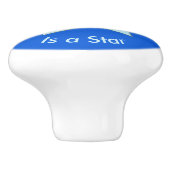 Bright Blue Celebration Star Custom Ceramic Knob. Keramische Knop (Zijkant)