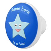 Bright Blue Celebration Star Custom Ceramic Knob. Keramische Knop (Rechts)