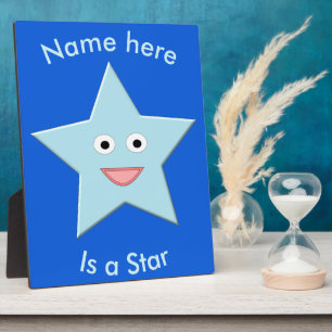 Bright Blue Celebration Star Custom Plaque Fotoplaat