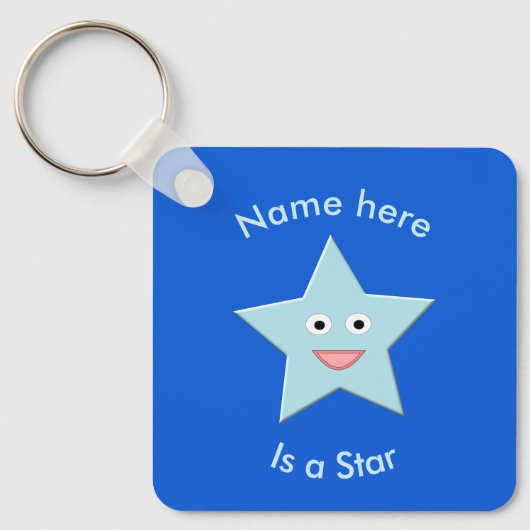Bright Blue Celebration Star Custom Sleutelhanger (Voorkant)