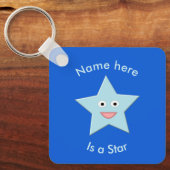 Bright Blue Celebration Star Custom Sleutelhanger (Voorkant)